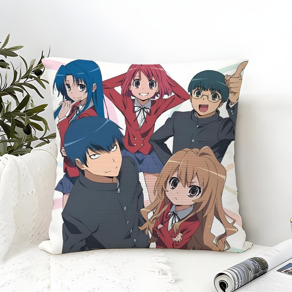 Anime TToradora Pillow Case Cotton Linen Fabric Square Zipper Pillowcase Home Decorative Living Room