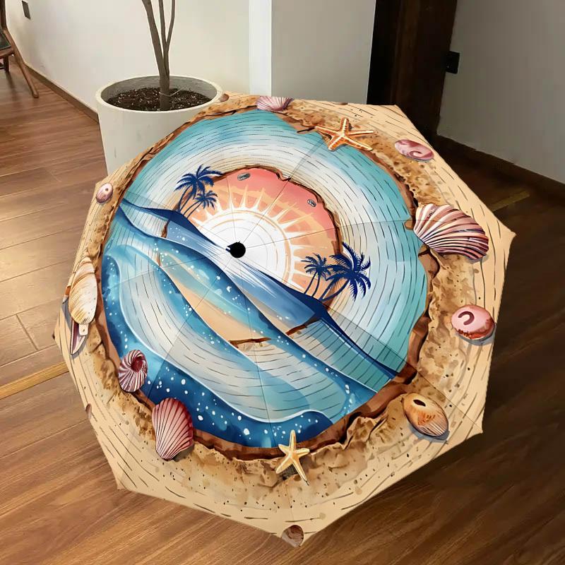 1PC beach___seasideAutomatic Open/Close Umbrella with Windproof, 8-Rib Sturdy Canopy, Durable Ribs, Fashionable Design1291A
