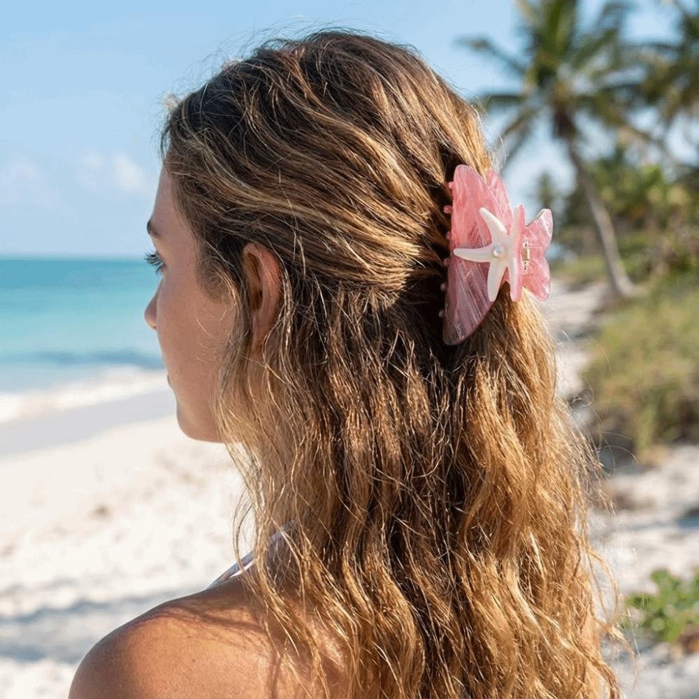 Large Starfish Hair Grab Colorful Acrylic Shark Clip Personalized Pearl Hair Claw Girls