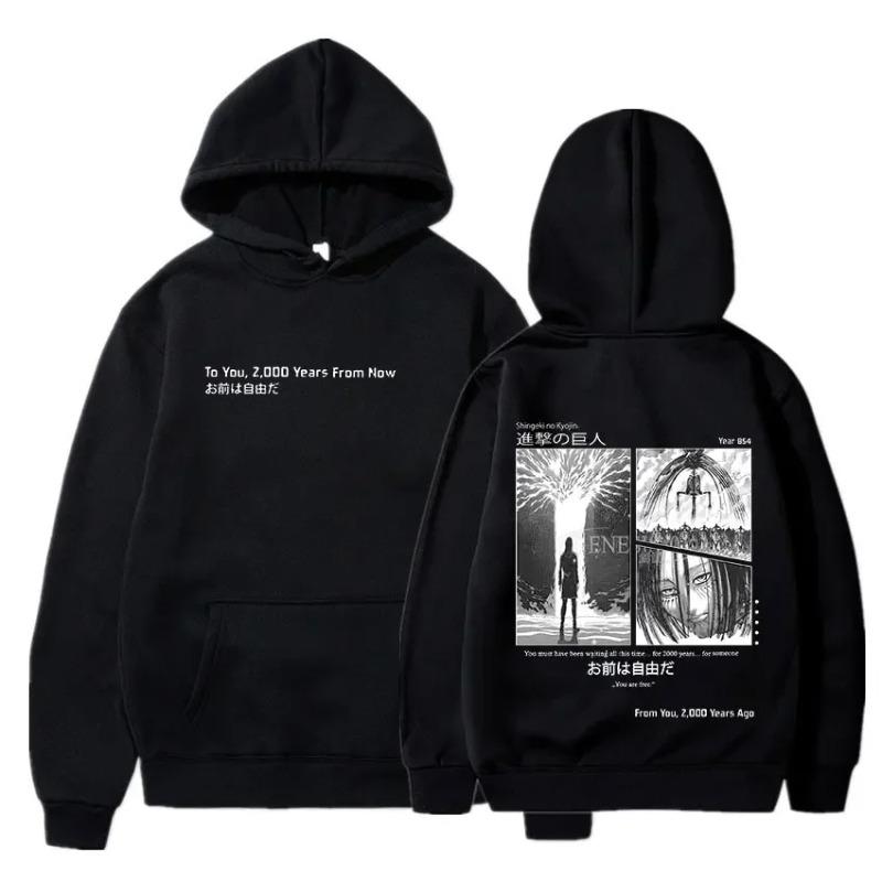 Anime Attack On Titan Hoodie Eren Yaeger Print Hooded Men Women Manga Hoodies Plus Size Sweatshirt Harajuku