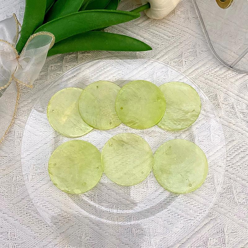 100PCS DIY Lighting Fixture Wind Chime Accessories Semi Transparent Soft Shell Circular Double Hole Mirror Raw Materials 50mm