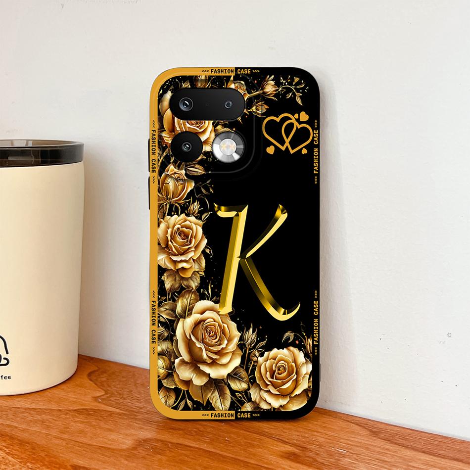 Чехол для телефона Realme 16 Pro Plus 5G Красивая Роза Буква Легкий Funda для Realme 16Pro+ Защита от падения Мягкий Жидкий Силикон