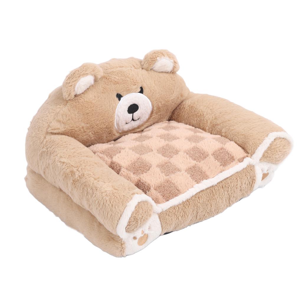 Brown Bear Pet Sofa Soft Warm Cat Couch Bed Multifunctional Dog Sofa Couch for Sleeping Relaxing