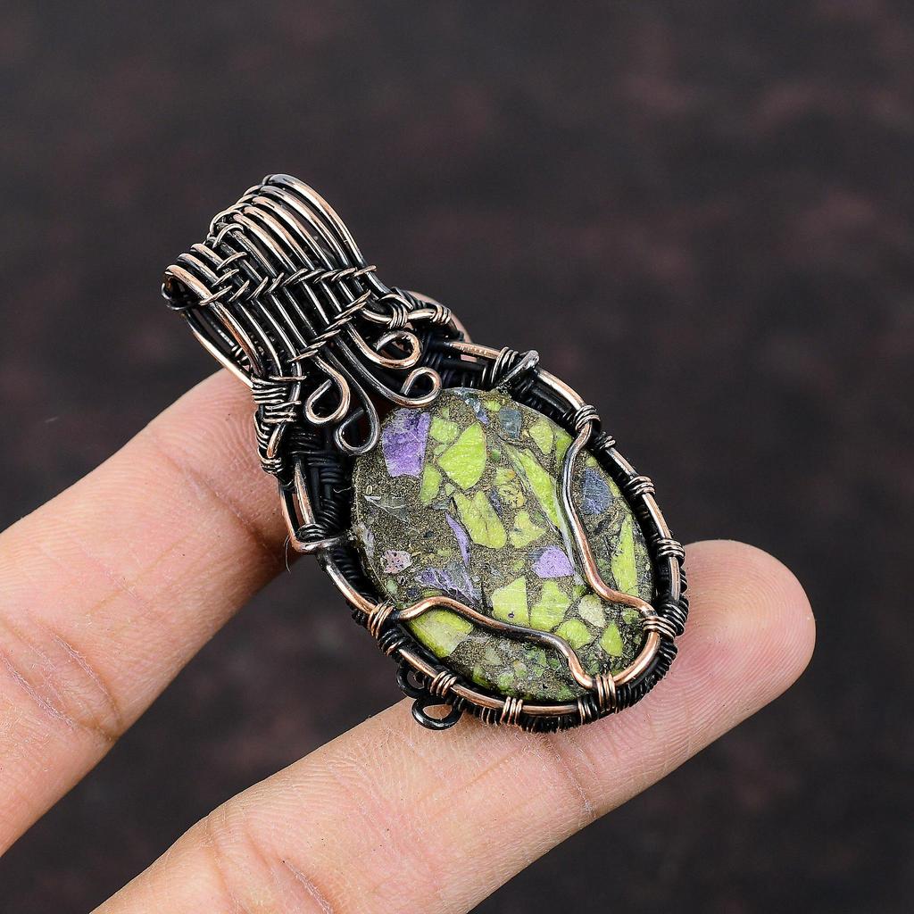 Подвеска из медного стихтита, подвеска из медной проволоки с драгоценным камнем, ювелирное изделие ручной работы, совершенно новая подвеска, медные украшения для подарка, подвеска из проволоки