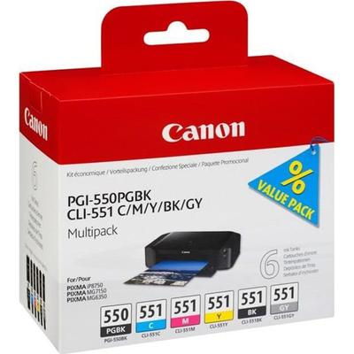 Canon Упаковка из 5 картриджей PGI-550 / CLI-551 с черными/голубыми/пурпурными/желтыми/серыми чернилами