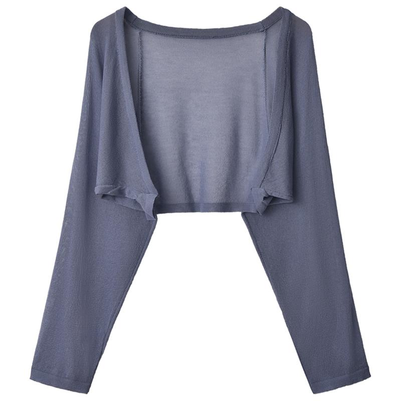 Женский трикотажный кардиган с длинными рукавами, топы с высокой талией, солнцезащитная шаль