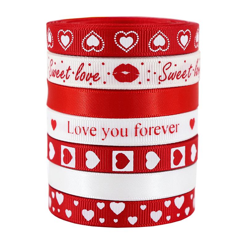 9 мм для выпечки торта жаккардовый принт любовь DIY принадлежности для украшения букета ко Дню святого Валентина 5 ярдов подарочная упаковка полиэстеровая лента