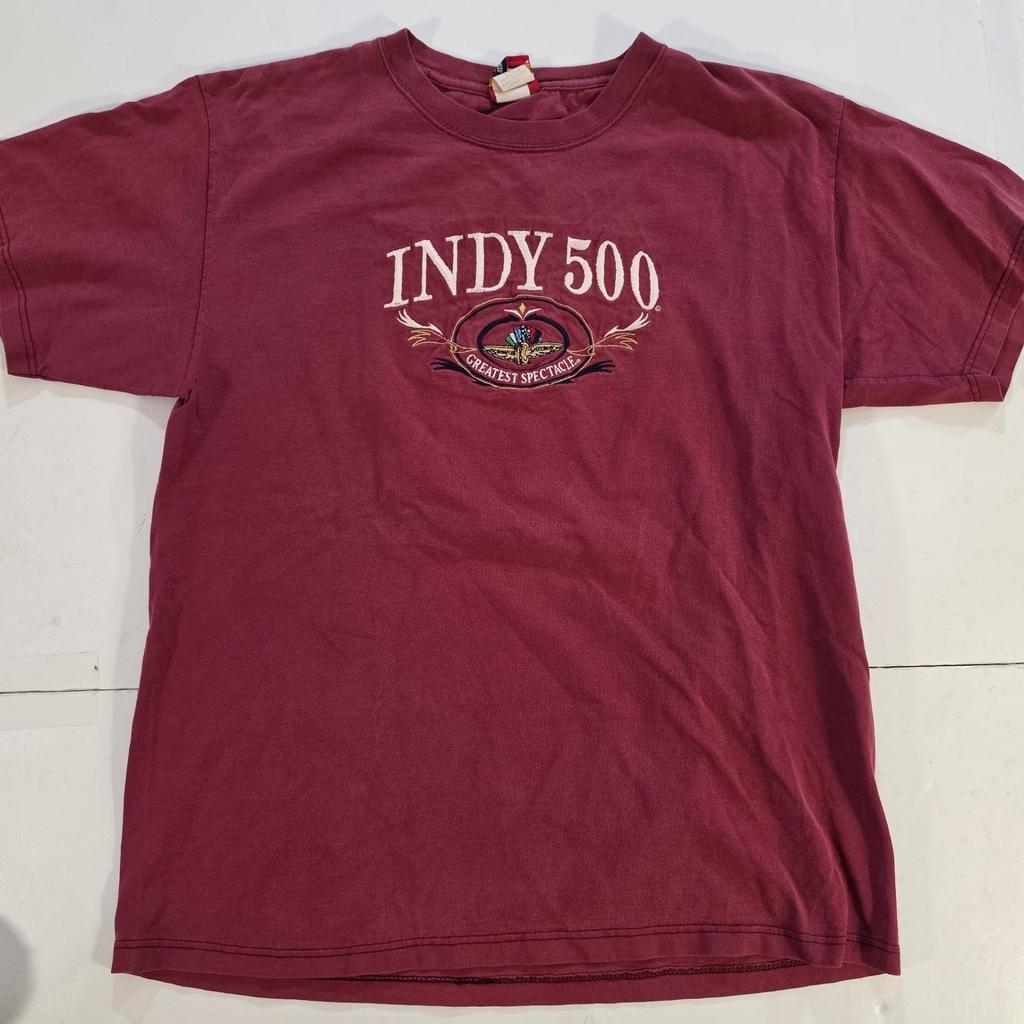 Винтаж 90-х Футболка Indy 500 Бордовая St Clair Apparel Величайшее зрелище Мужская L Унисекс Футболка