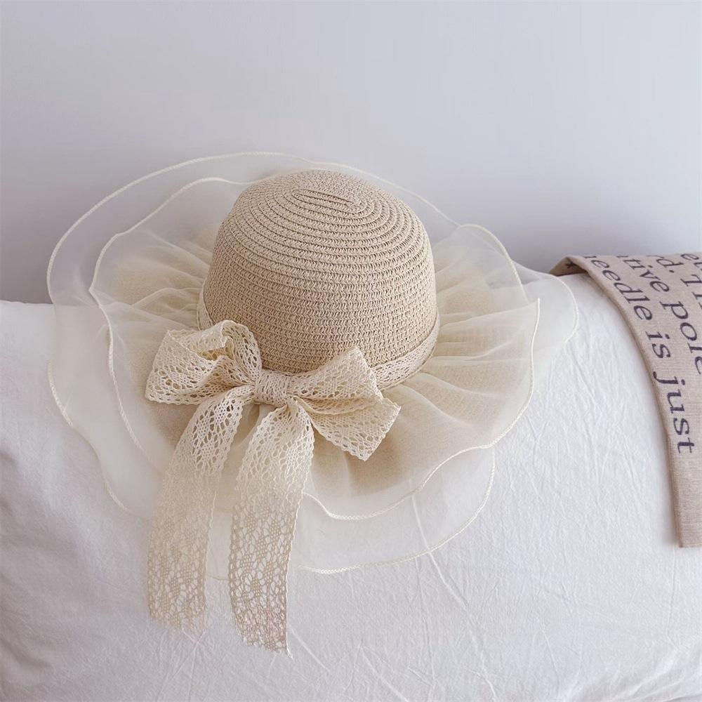 Summer Children's Sun Protection Beach Straw Hat Princess Girl's Vacation Woven Sun Hat