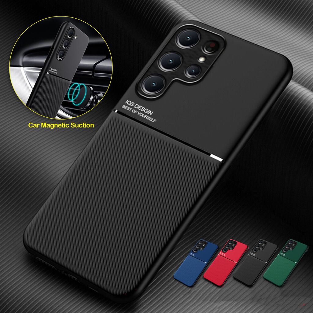 Luxury Non-Slip Case For Samsung Galaxy S25 S24 Ultra S23 FE S22 Plus S21 5G Cover Built-in Car Holder Magnetic Fundas Coque