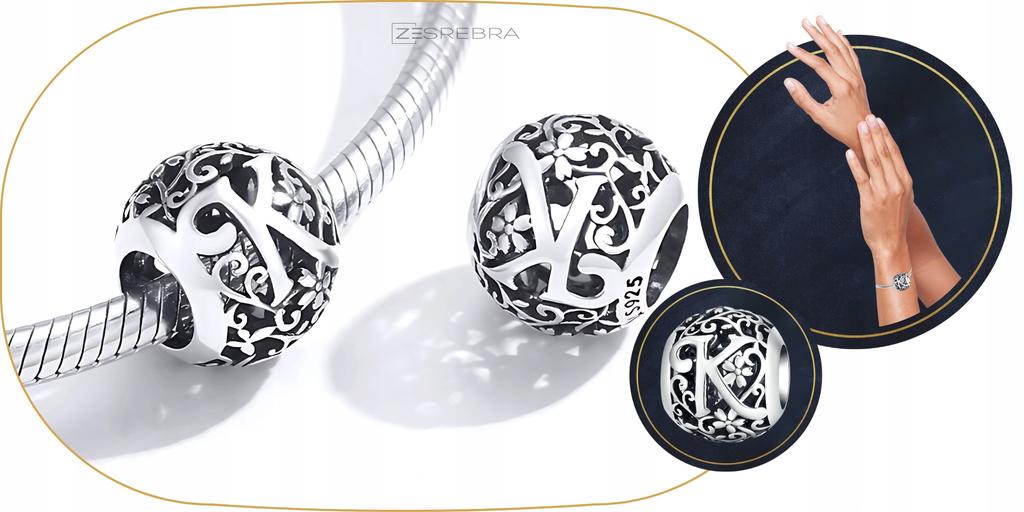 Charms Letter K 925 Letter Bead Pendant Charms Pr S925