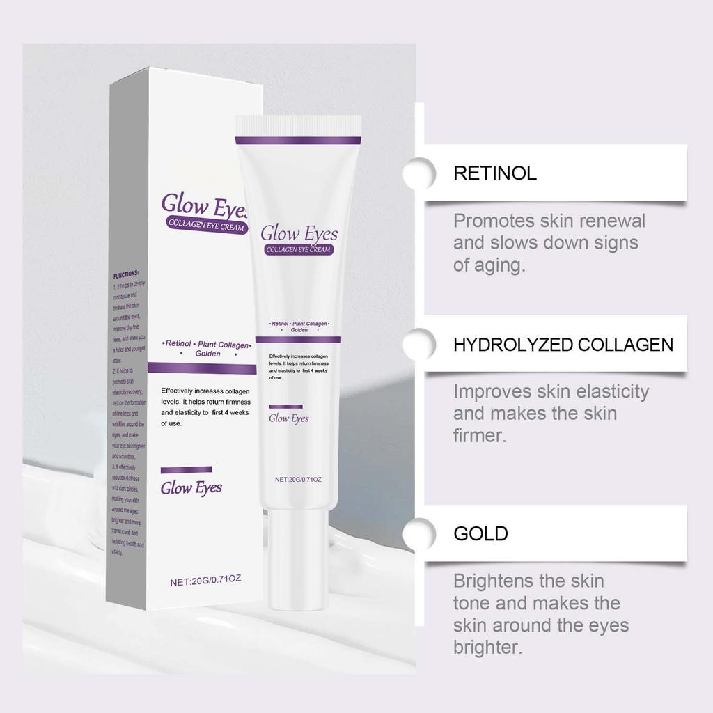 Коллагеновый крем для глаз Укрепляющий Увлажняющий и Гидратирующий Кожа вокруг глаз Нежный уход Питательный и Осветляющий Крем для глаз