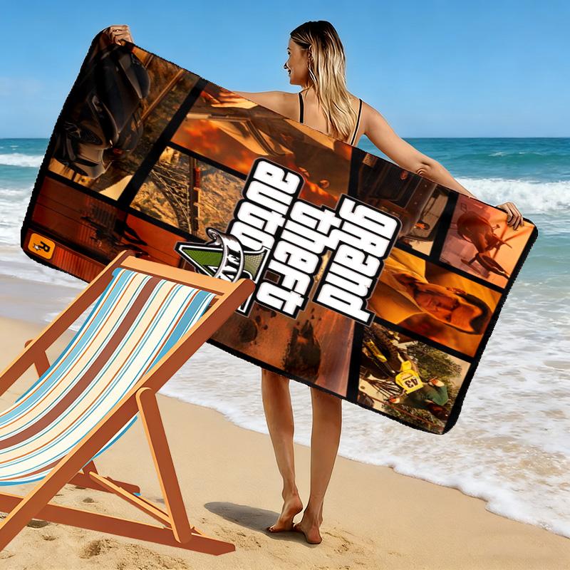 Grand Theft Auto V: Пляжное полотенце Crime Chaos Пляжное полотенце для отпускных фото Портативное для путешествий плавание морской берег быстросохнущее полотенце для плавания