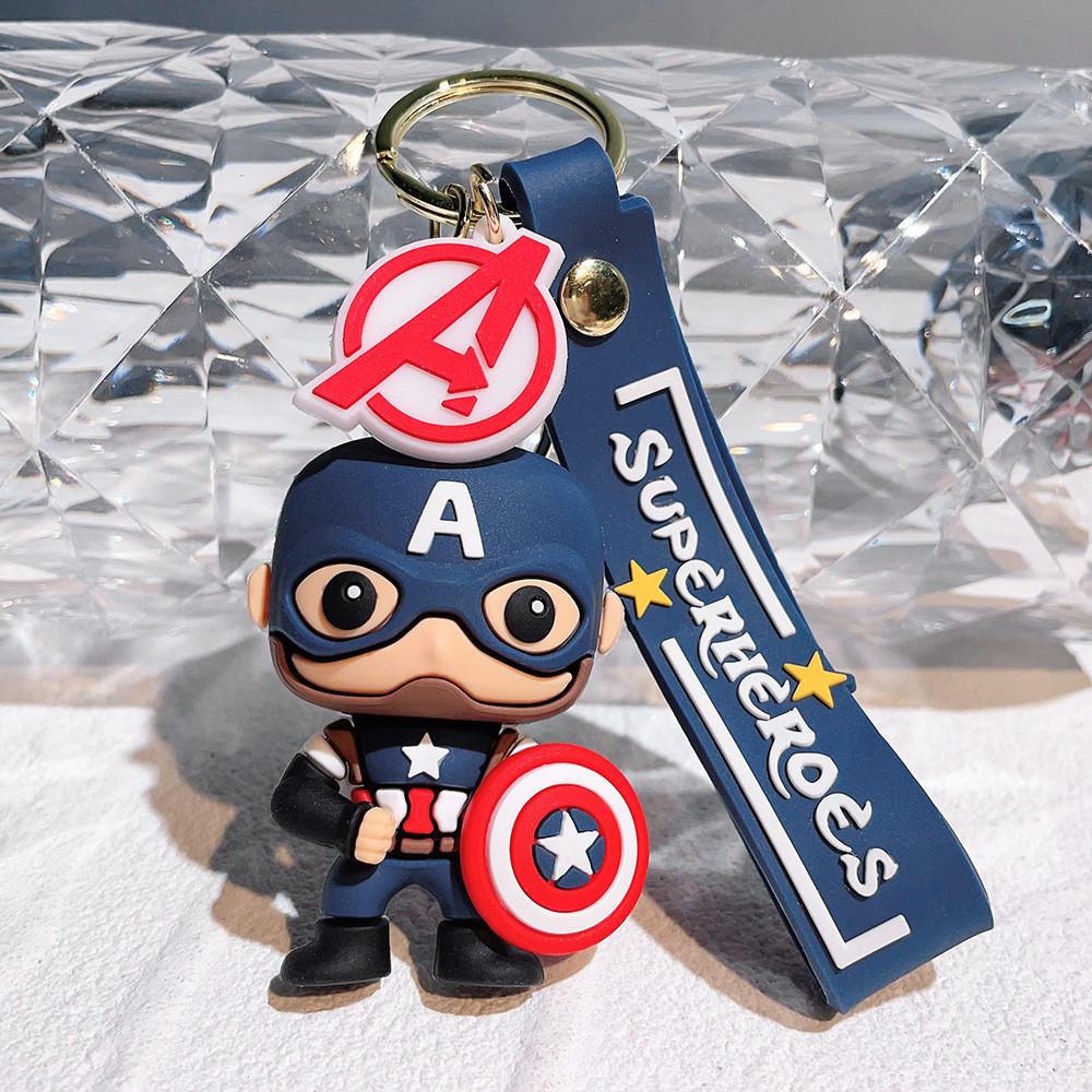 Adorable Marvel Superhero Keychain With Spider-man Iron Man Batman In Durable Silicone