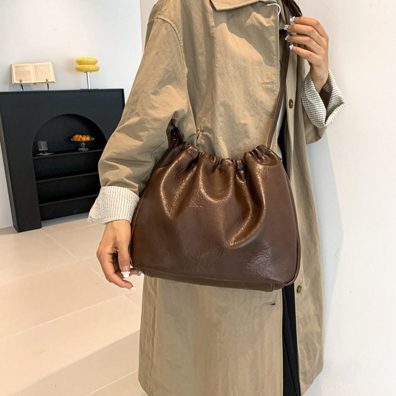 Элегантная сумка-ведро из искусственной кожи для женщин, модная уличная сумка на плечо с магнитной застежкой