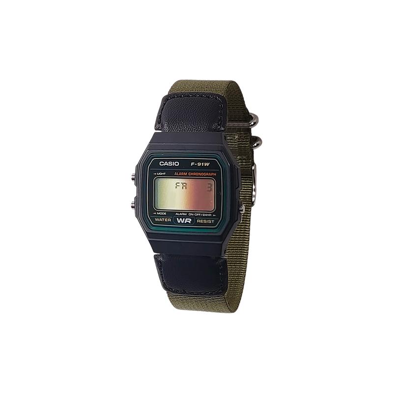 Casio Индивидуальные часы модифицированная серия классические ретро маленькие квадратные часы модный тренд водонепроницаемые для жизни Кварцевые нейлоновый ремешок такие же F-91W-3