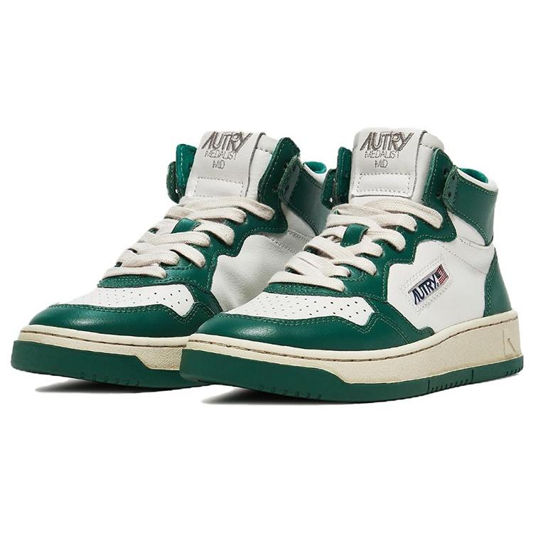 (WMNS) AUTRY Medalist Mid Leather Sneakers Two-Toned 'White Green' Women's AUMW-WB03