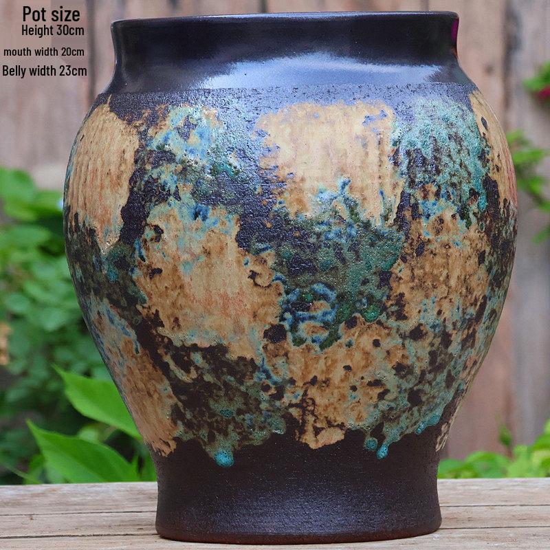Vintage Ceramic Pot for Indoor/Outdoor Use – Large, Breathable Coarse Pottery for Green Plants, Tall Wide Mouth Design for Bougainvillea & Succulents