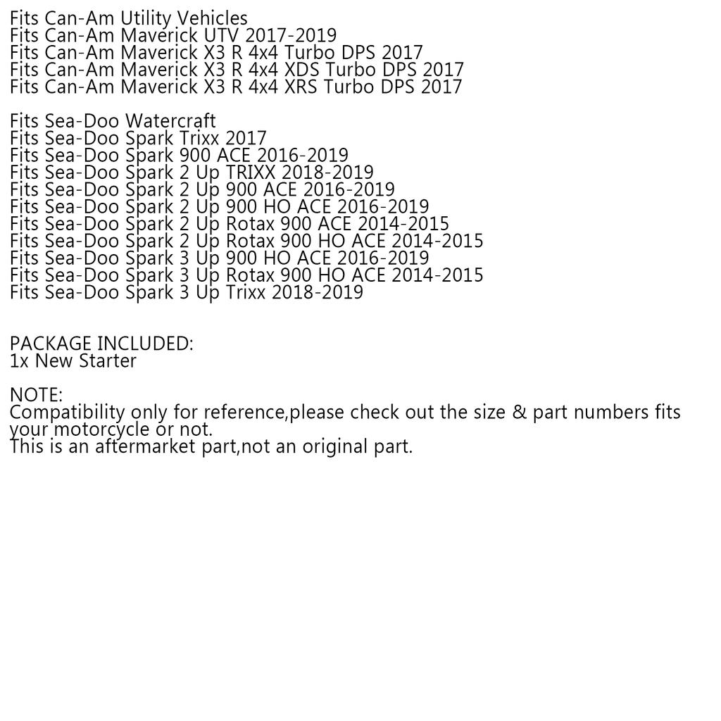 НОВЫЙ стартер для SeaDoo Spark 2 Up / 3 Up 900 Rotax ACE 14-19 420893830 420892426