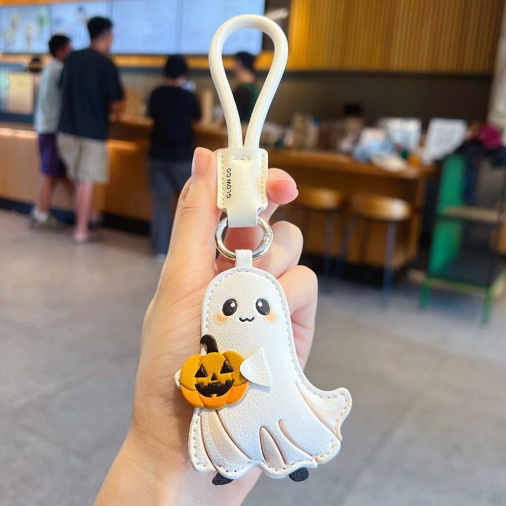 Bag Charm Halloween Pumpkin Keychain Cartoon Black Cat Key Ring Ghost Keychain Pendant for Women