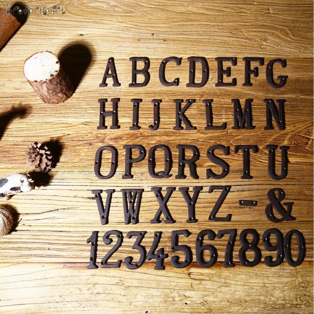 ??? Metal Letters Numbers Cast Iron Decoration House Sign Doorplate DIY Cafe Wall