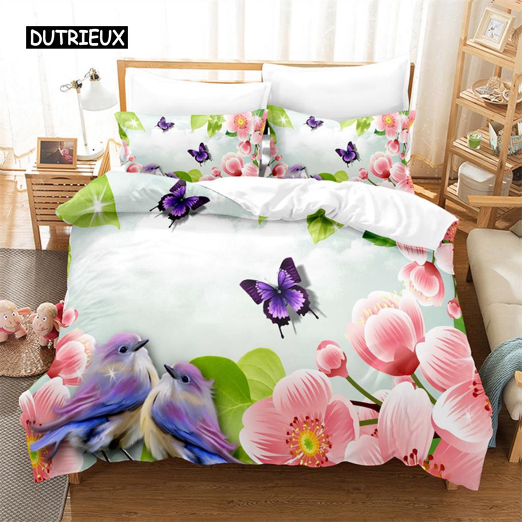 Flower Butterfly Bedding Set Duvet Cover Set 3d Bedding Digital Printing Bed Linen Queen Size Bedding Set Fashion Design