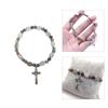 Beaded Stretch Rosary Bracelet with Cross-Charm Catholic Bracelets for Women Girls Religious Rosary Jewelry Wristband