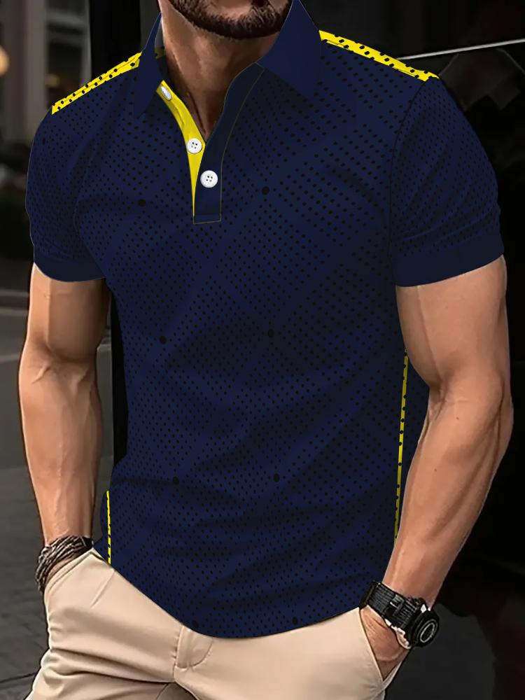 Мужская модная спортивная рубашка-поло в стиле пэчворк