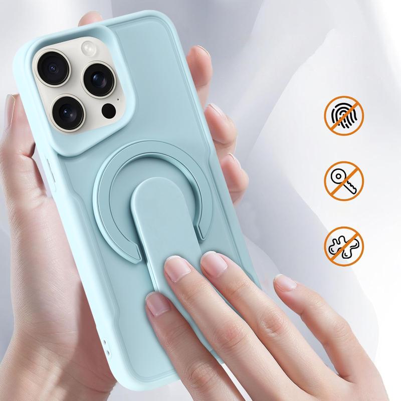 Для Magsafe Магнитное Push-Pull Кольцо-Держатель Роскошный Однотонный Чехол для Телефона Для iPhone 16 Pro Max 14 11 12 13 15 Pro Max Задняя Крышка