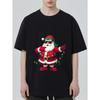 Christmas T Shirt Black Santa Claus with Sunglasses and Lights Print for Holiday Party