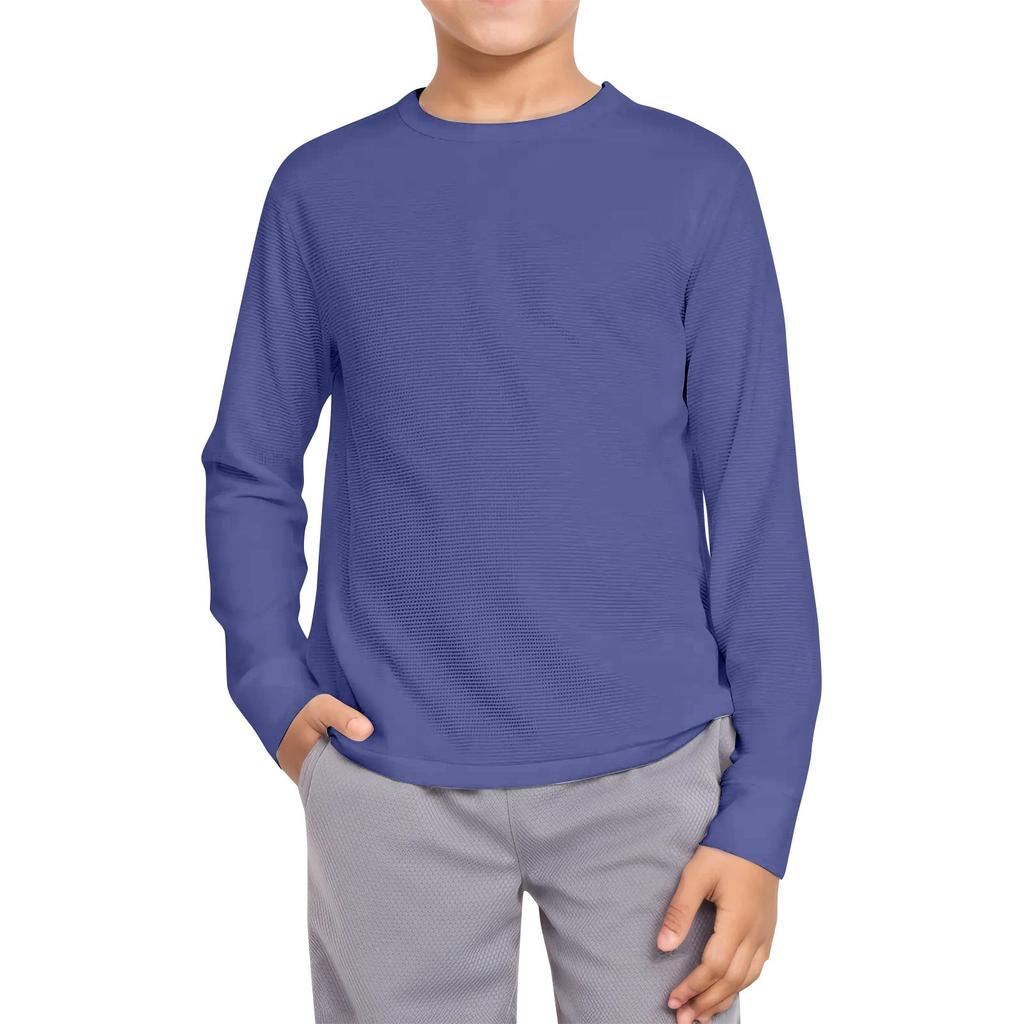 Мальчики Повседневная мода Круглый вырез Длинный рукав Однотонный топ