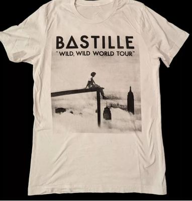 Винтажная футболка унисекс Bastille Band wild, wild world tour Хлопок Белый