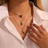 GEMCHIC Women's French Elegant Geometric Natural Stone Tiger Eye Amethyst Choker Necklace Stainless Steel