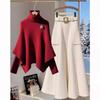 Trendy Winter Women's Outfit: New Christmas Cape Sweater & Skirt Two-Piece Set