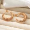 Retro Stainless Steel C-Spring Earrings Simple Plated 18K Gold Titanium Steel Plain Ring Women's Earrings