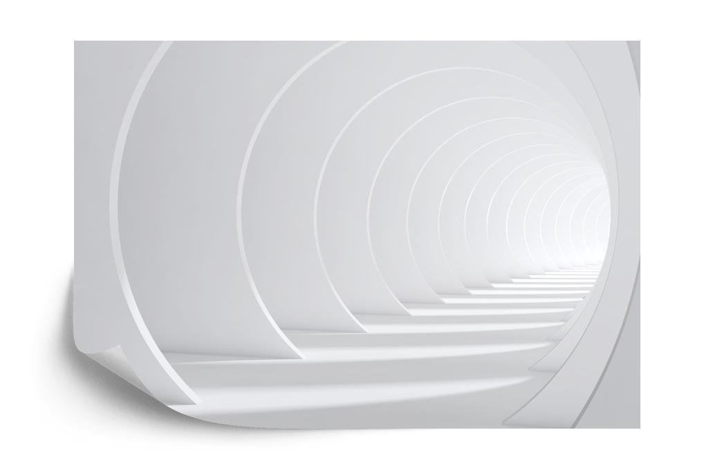Photomural Abstract White Bent 3D Tunnel Washable Fleece 416x254