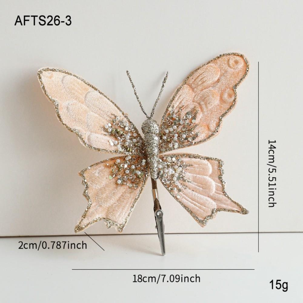 Sequins Artificial Butterfly Clip Simulated Christmas Tree Decoration Home Party