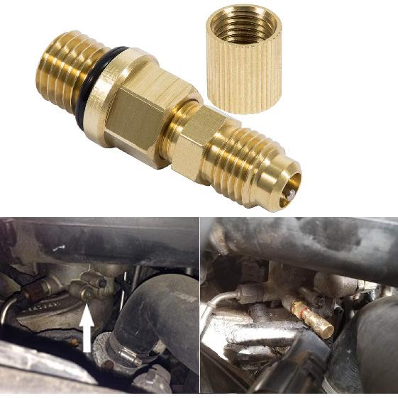 E-cowlboy 6.0L for Powerstroke Fuel Pressure Test Fitting Adapter for 2003-2010 Ford Diesel Engine(With Schrader Valve)