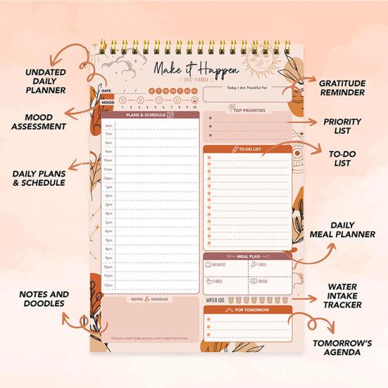 Целеустремленная книга-планировщик формата А5 Плавное письмо Без растекания чернил Эффективное достижение целей