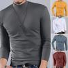Spring Autumn Men Fitness Top Slim Fit Half-high Collar Stretchy Long Sleeves Solid Color Pullover Fitness Sport Top Winter Bottoming Clothes