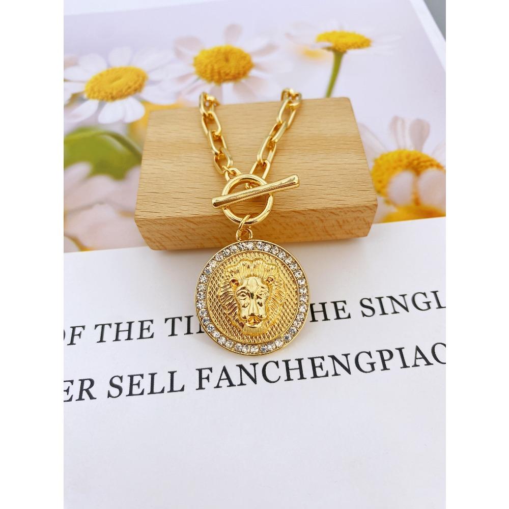 Преувеличенное короткое ожерелье с подвеской в ​​виде головы льва, ювелирное колье из цинкового сплава для женщин