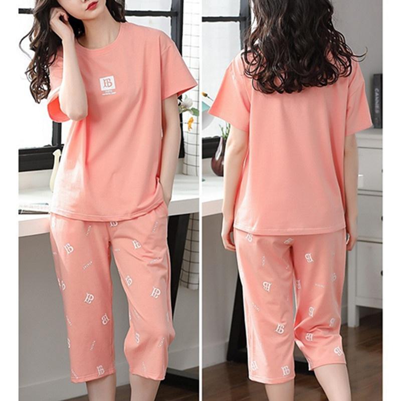 Women's Sets Cute Cartoon Print Pajamas Fashion Casual Home Service Short-sleeved Shorts 2PCS Femme Sleepwear Plus Size