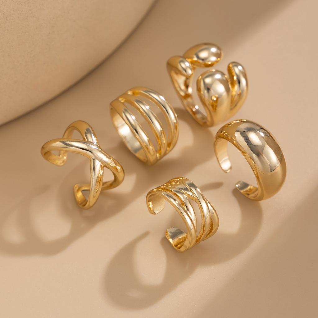 Аксессуары Геометрическое Нерегулярное Открытое Кольцо Индивидуальность Универсальный Модный Набор Колец Кольцо Из Сплава