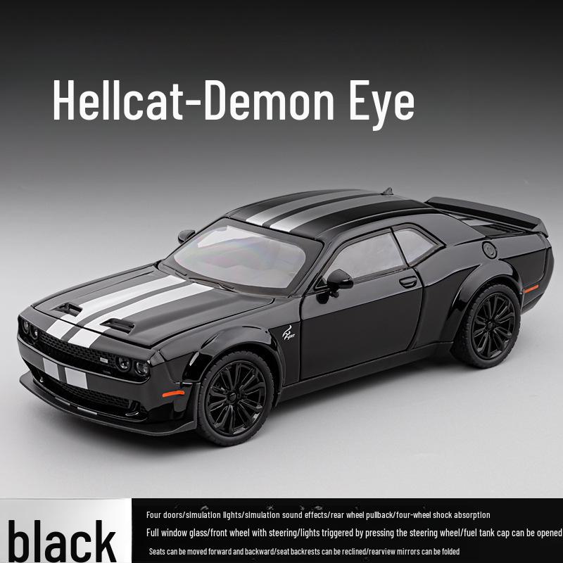 Цзяе 1:22 Dodge Hellcat Demon Eye Модель легкосплавного автомобиля со звуком, светом и инерционными амортизаторами на всех четырех колесах