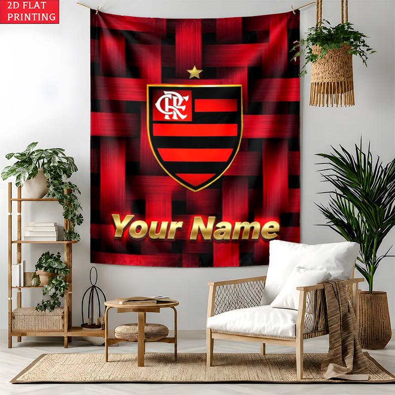 CR Flamengo Custom Name Tapestry Personalized Wall Art Hanging Bohemian Home Decor for Bedroom Dorm Living Room