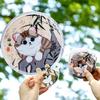 4Pcs Mini Round Pocket Fan Cartoon Reflective Panda Fan Creative Cool Fan  for Summer