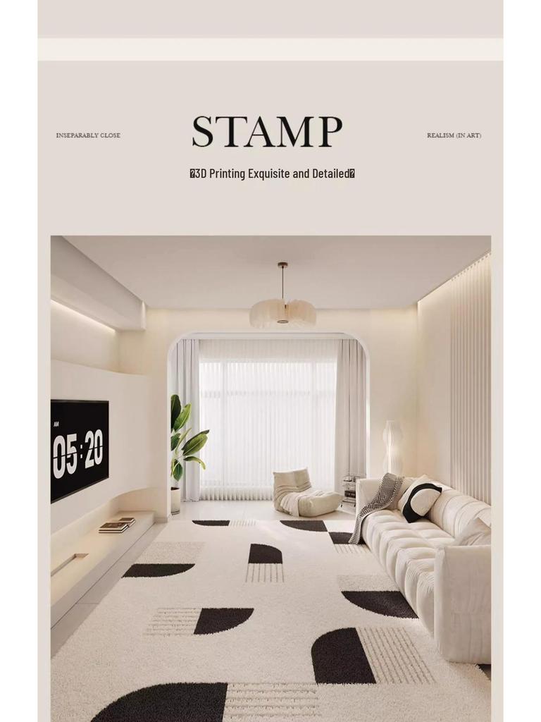 Плюшевый Нескользящий Ковер из Искусственного Кашемира, Большой Зимний Напольный Коврик с Обметанными Краями