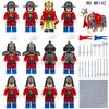 Jinzhi M8141 Средневековая золотая корона Синий Лев Армия Европейский солдат Частица Минифигурка Строительный блок Игрушка