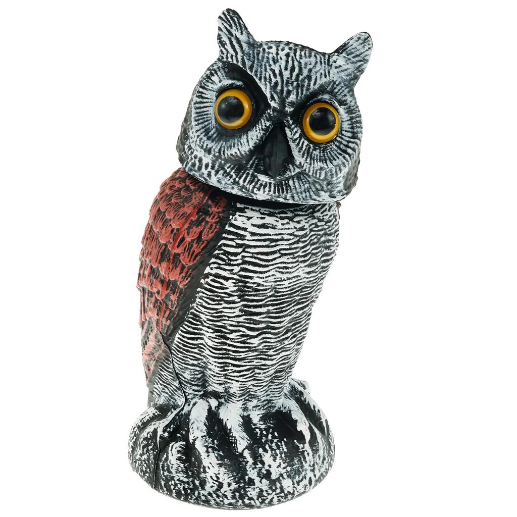 Чучело птицы, поддельная скульптура совы, вращающаяся голова, сова, чтобы пугать птиц, 10,5-дюймовый природный враг, рогатый отпугиватель вредителей