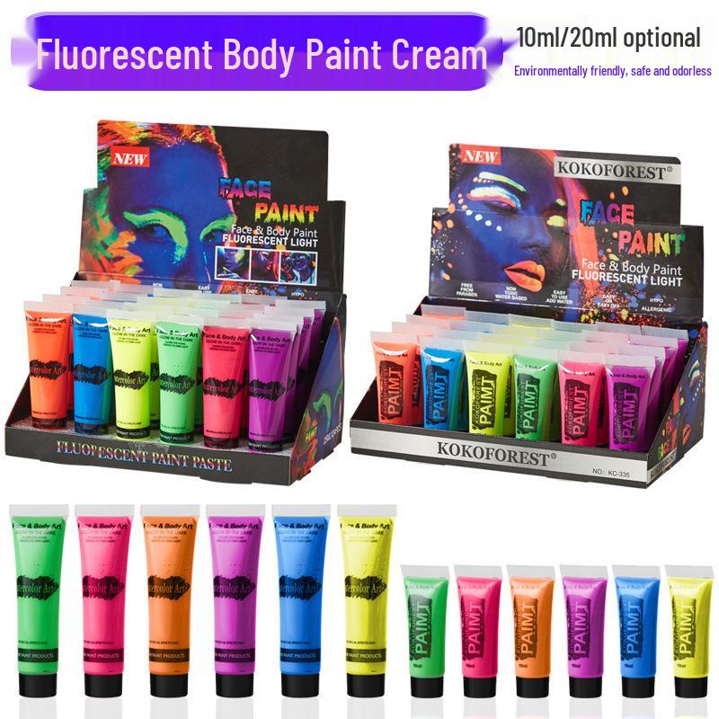 Water-Based Fluorescent Face & Body Paint - Washable Halloween Party Paint